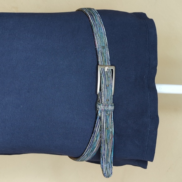Badolato Accessories - Vintage Badolato Striped Italian Leather Statement Belt Size 34-36